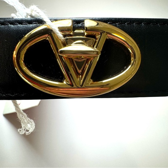 NWT Valentino Garavani Bold Edition V Logo Black Calfskin Leather Belt, Sz 80/32 main image 9